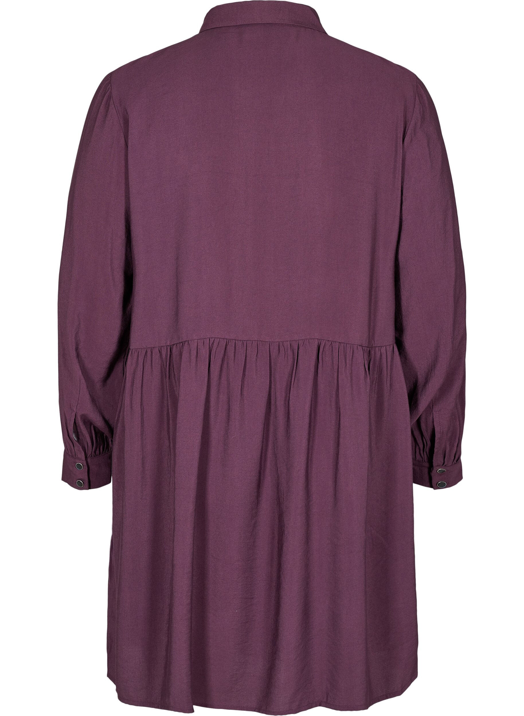 Zizzi Robe chemise trap&egrave;ze unie, Plum Perfect, Packshot image number 1