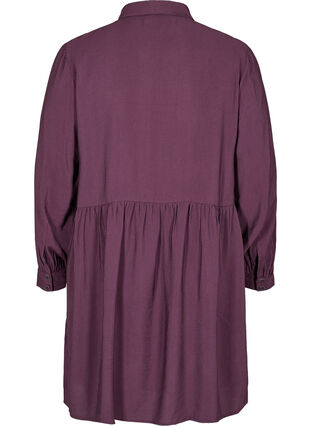 Blouse jurk in effen kleur met a-lijn, Plum Perfect, Packshot image number 1