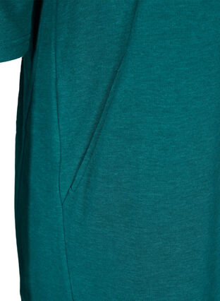 Article en promotion - Robe pull en coton avec poches et manches 3/4, Teal Green Melange, Packshot image number 3