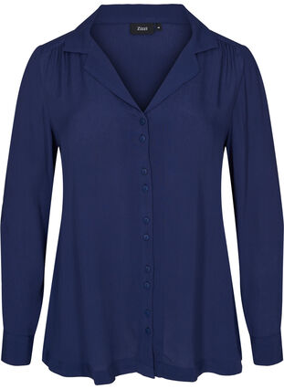 Viscose blouse met v-hals, Peacoat, Packshot image number 0