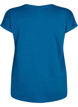 T-shirt met korte mouwen van katoenmix, Petrol Blue, Packshot image number 1