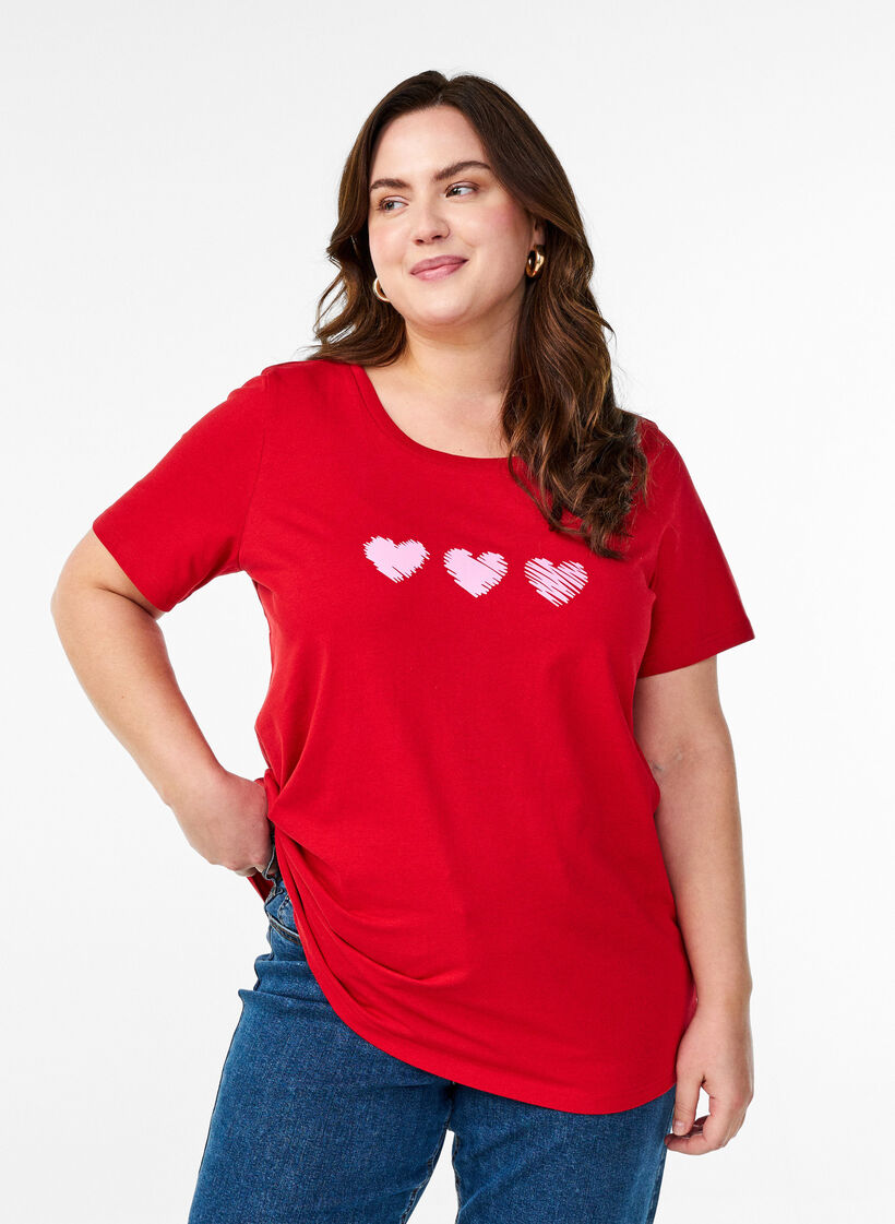 Katoenen T-shirt met motief, Salsa w. Hearts, Model image number 0