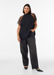 Blouse met korte kanten mouwen en hoge hals, Zwart, Model image number 1