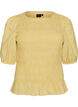 Blouse smock&eacute;e avec ourlet &agrave; volants et col bateau, Jaune clair, Packshot image number 0
