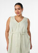 Robe midi sans manches &agrave; rayures en lin et viscose, Vert clair, Model image number 2