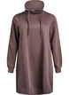 Robe sweat-shirt courte &agrave; col montant et poches, Marron, Packshot image number 0