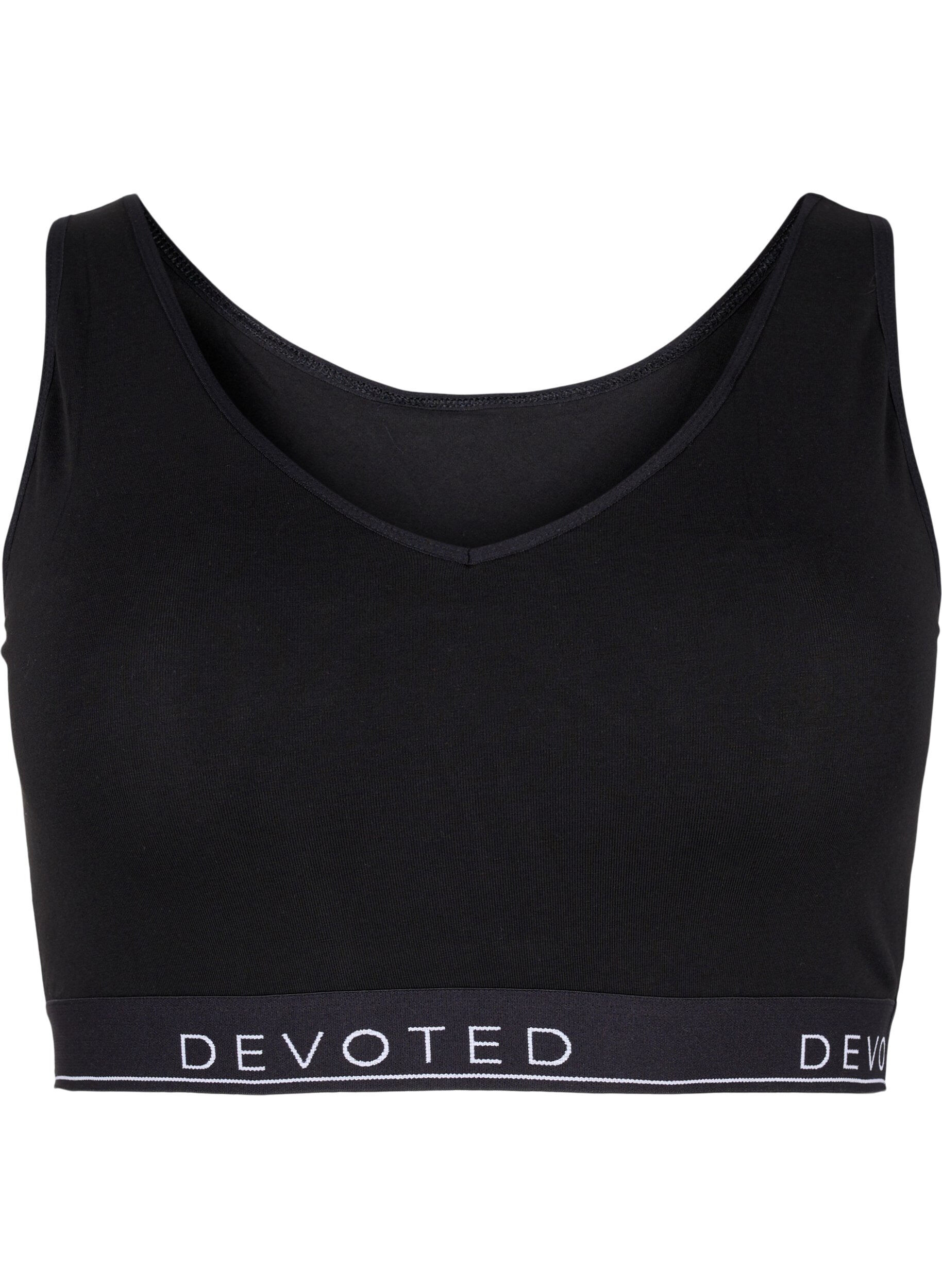 Soutien-gorge en coton &agrave; encolure en V et imprim&eacute; de texte