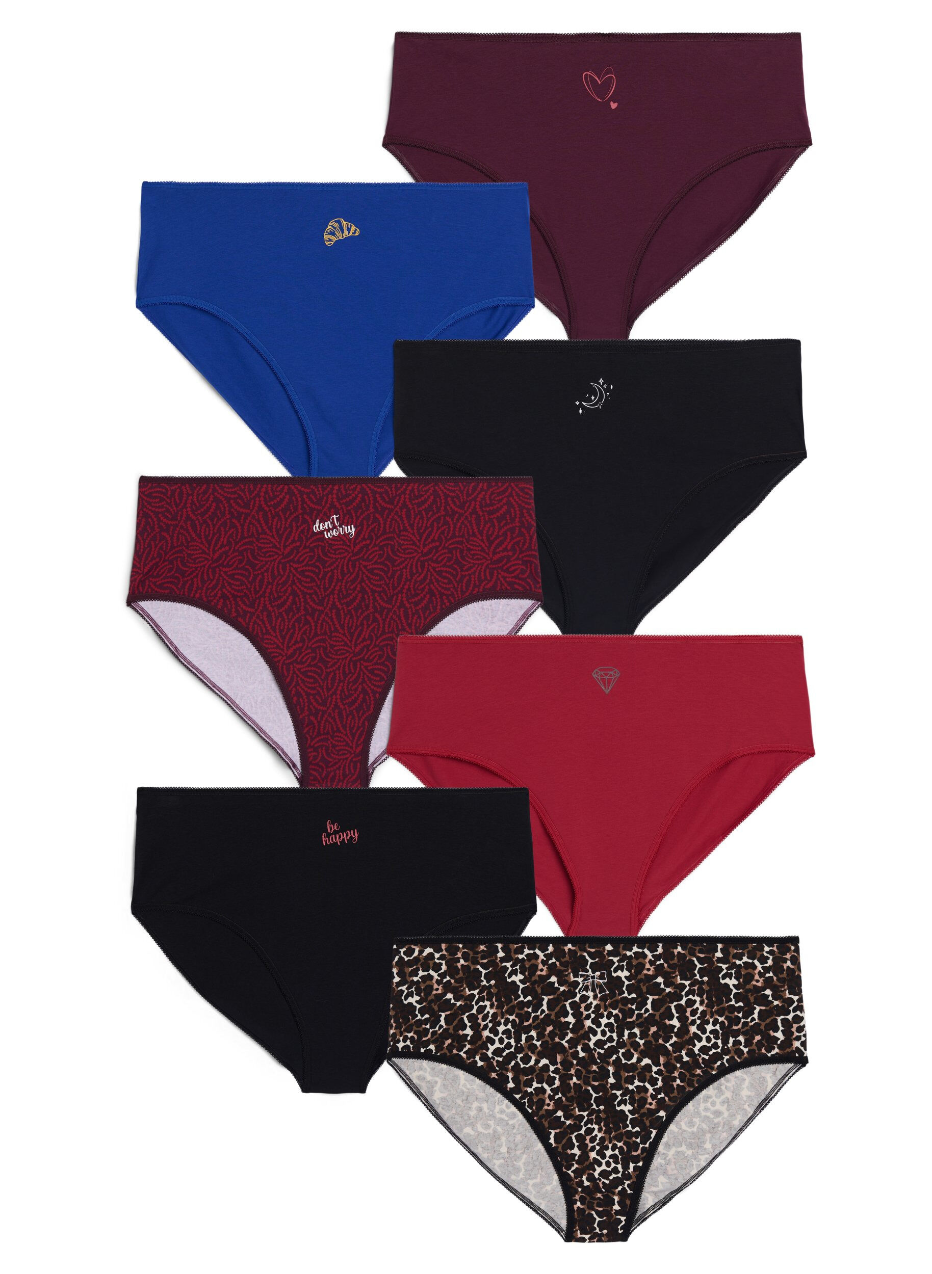 7-pack panties met normale taille