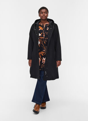 Veste à capuche avec laine, Black, Model image number 2