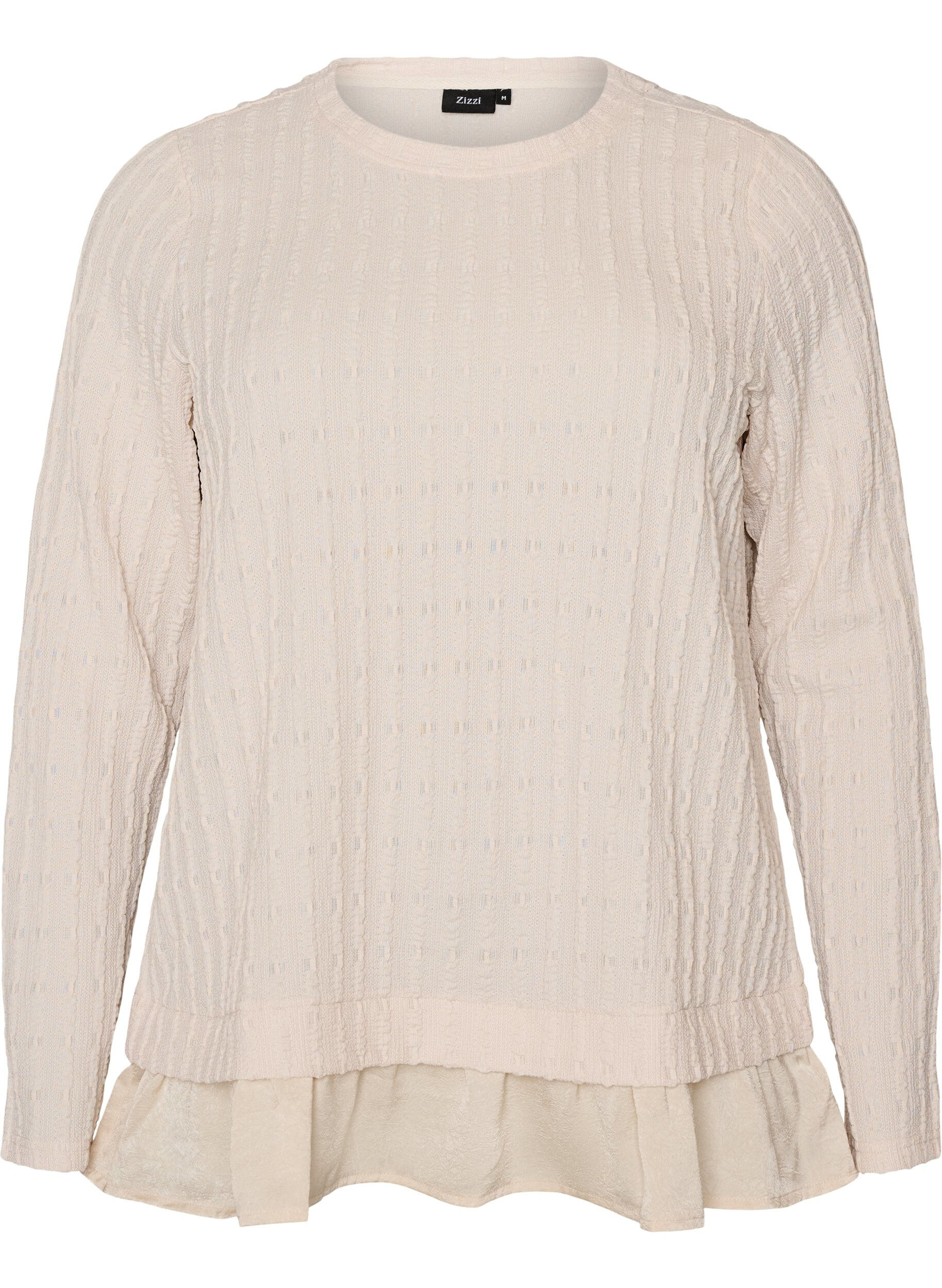 ZizziBlouse structur&eacute;e avec ourlet &agrave; volants, Vanille, Packshot image number 0
