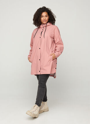 Manteau de pluie avec capuche et poches, Ash Rose, Model image number 2