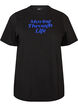 T-shirt en coton avec texte imprim&eacute;, Noir, Packshot image number 0