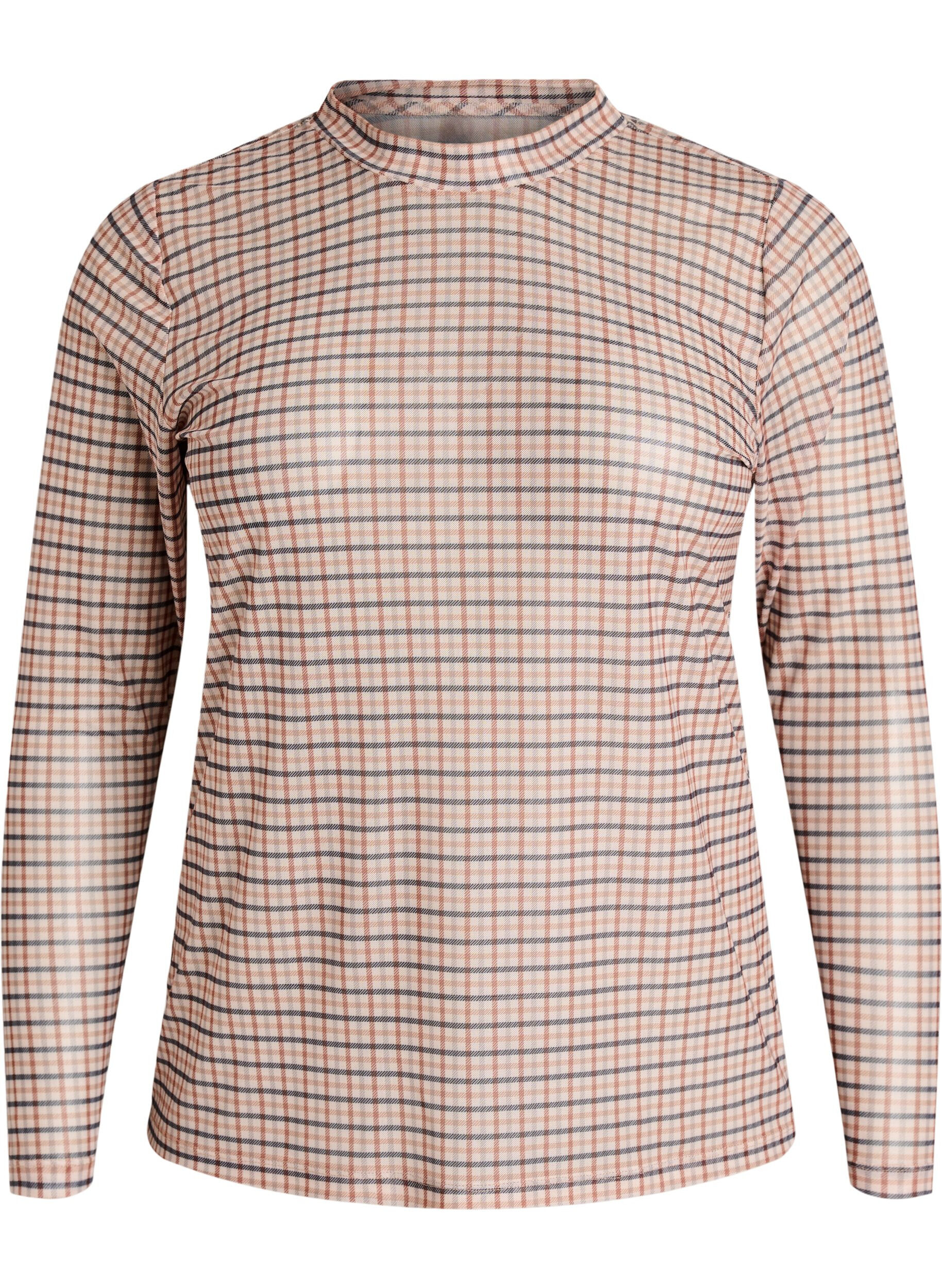 Geruite mesh blouse