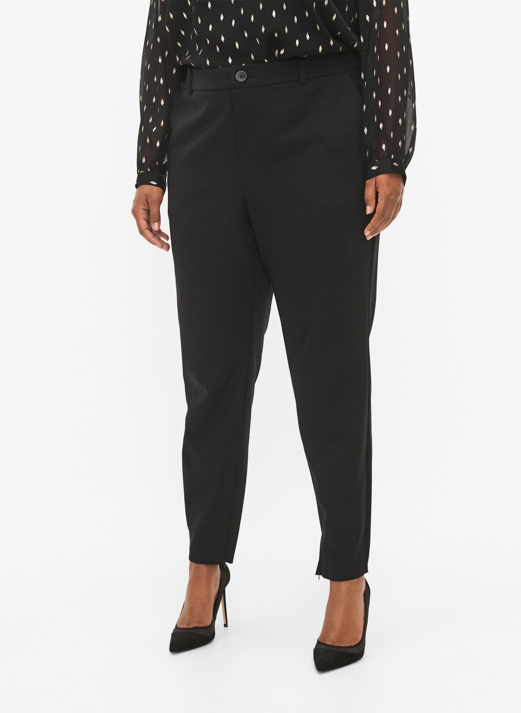 Zizzi Pantalon avec des fermetures &eacute;clair au niveau des chevilles, Black, Model image number 2