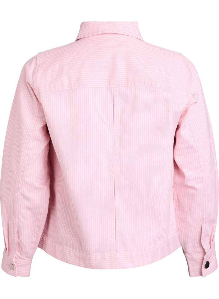 Surchemise en denim color&eacute; avec rayures, Rose, Packshot image number 1