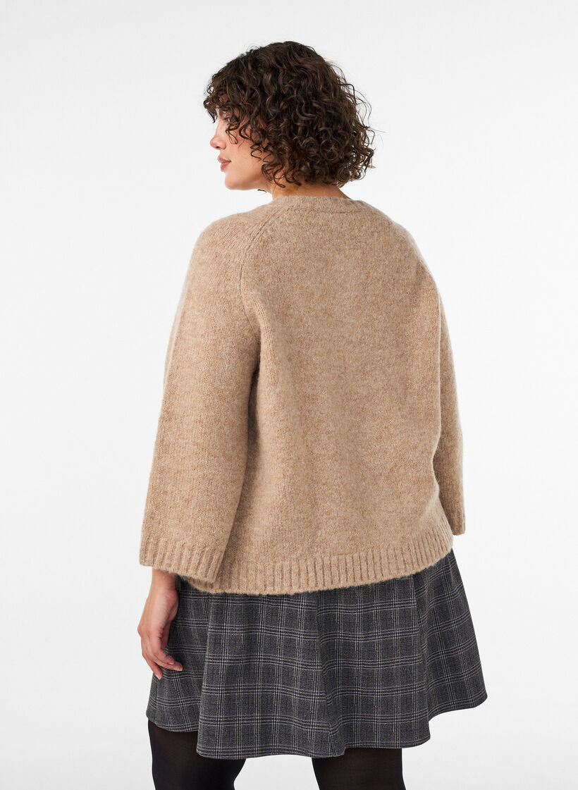 Vest van wolmix met 3/4-mouwen, Beige, Model image number 2
