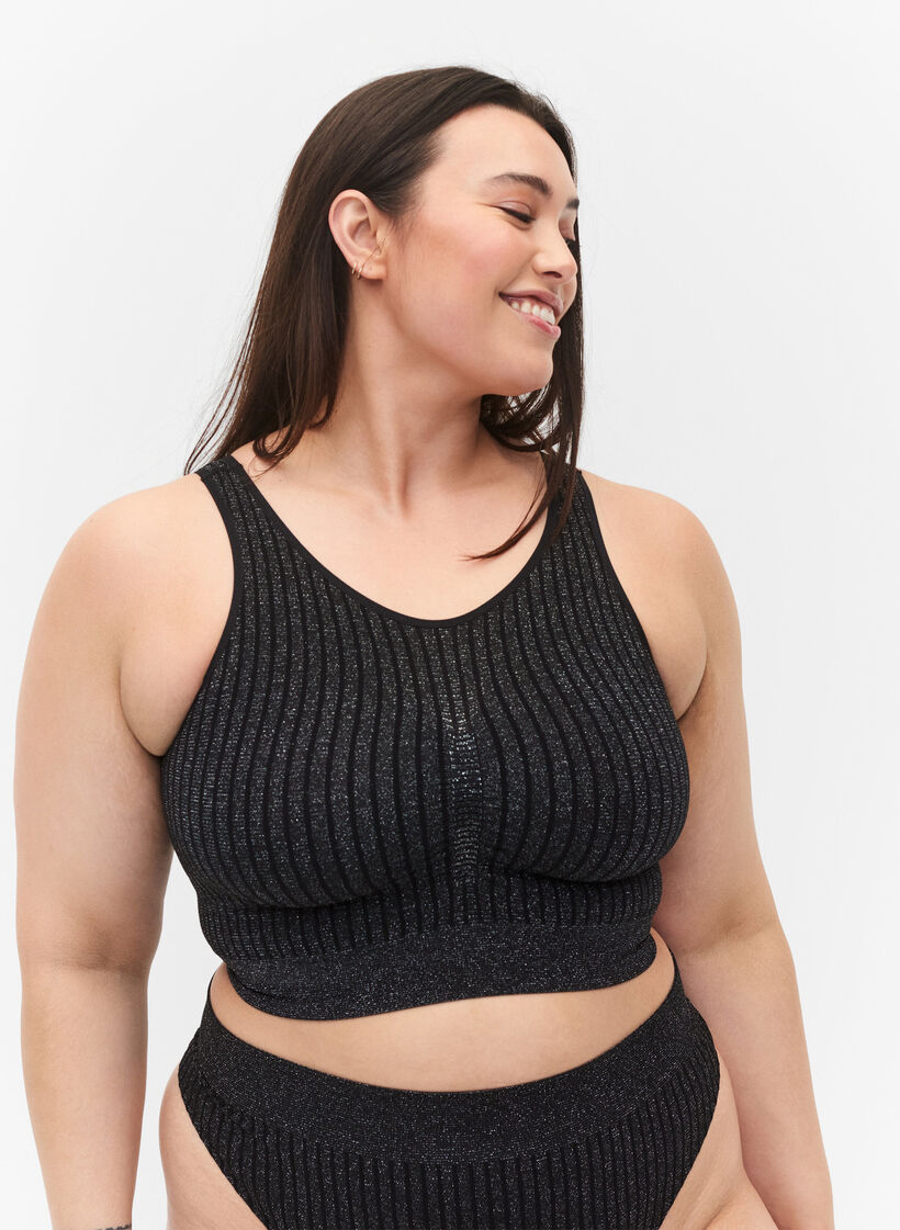 Naadloze beha met glitter, Black w. Lurex, Model image number 0