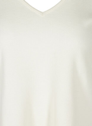 Katoenen top met v-hals en 3/4 mouwen, Marshmallow, Packshot image number 2