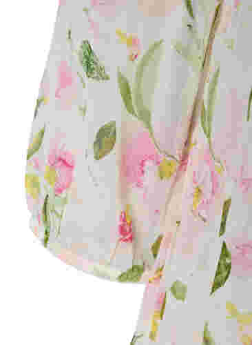 Tuniek met bloemenprint en lurex, White/Pink Flower, Packshot image number 2