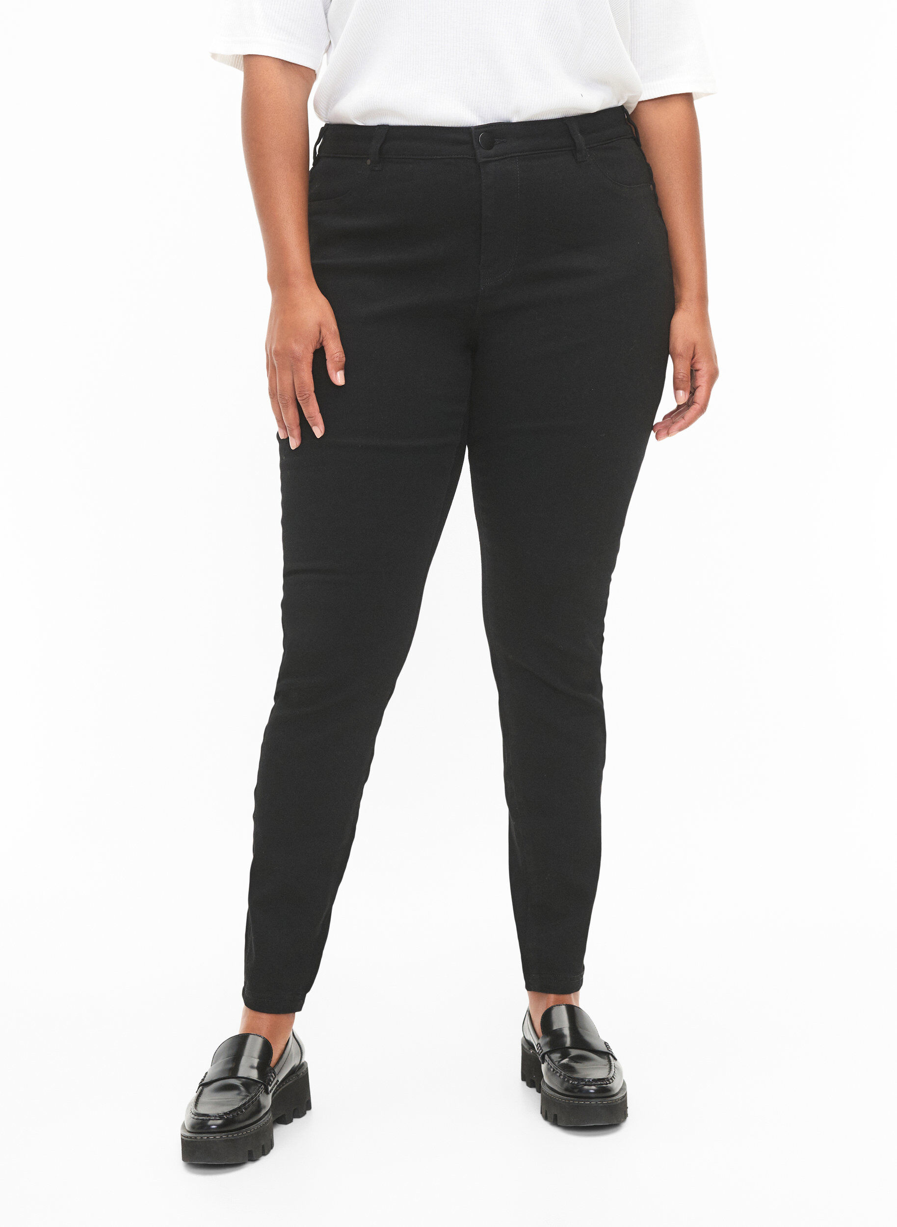 ZizziJeggings en coton m&eacute;lang&eacute;, Black, Model image number 2