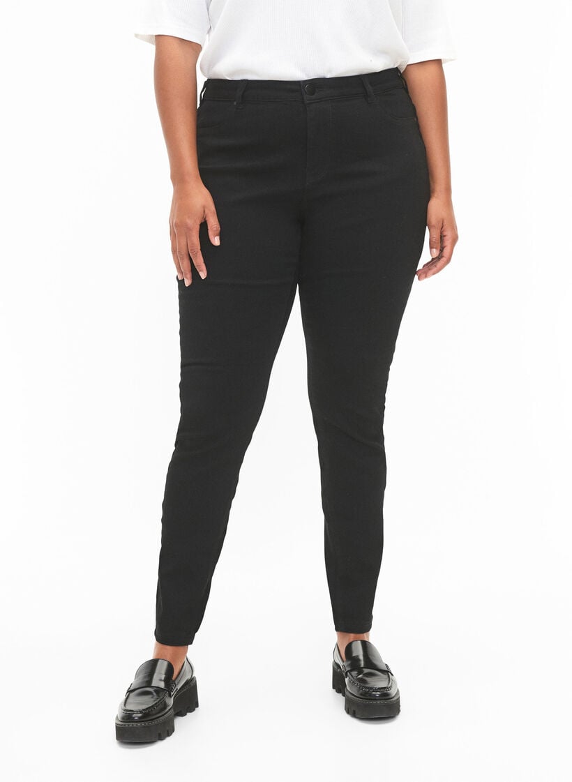 Jeggings en coton m&eacute;lang&eacute;, Black, Model image number 2