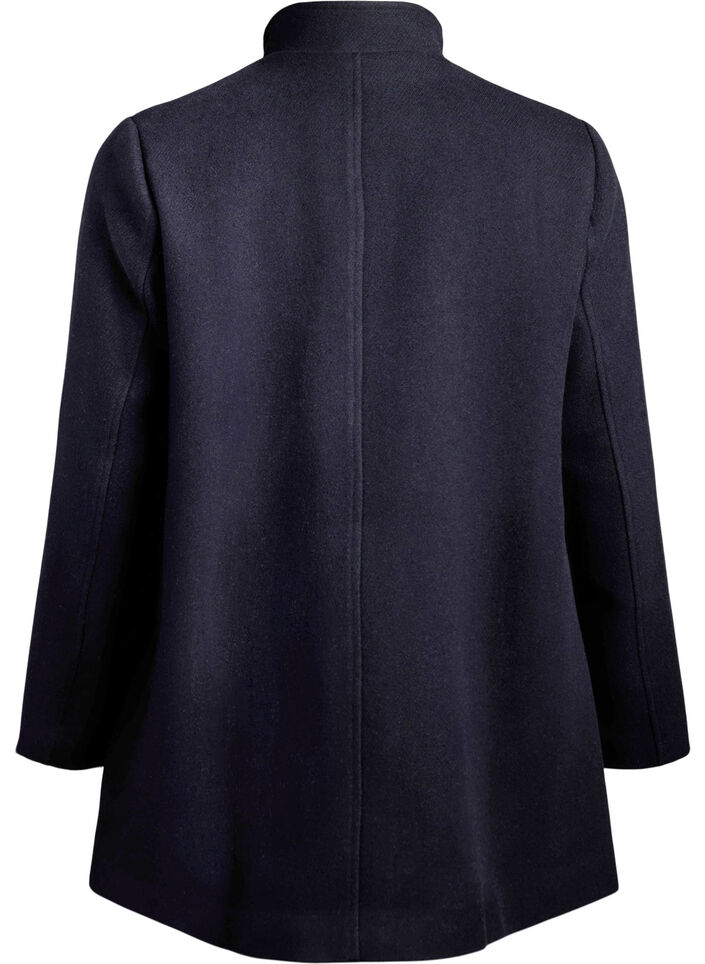 Manteau coupe évasée avec boutons dorés, Bleu, Packshot image number 1