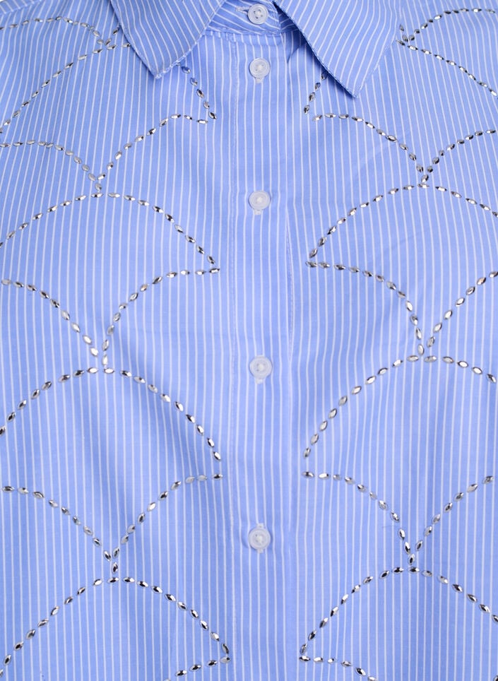 Blouse met strepen en studs, Blauw, Packshot image number 2