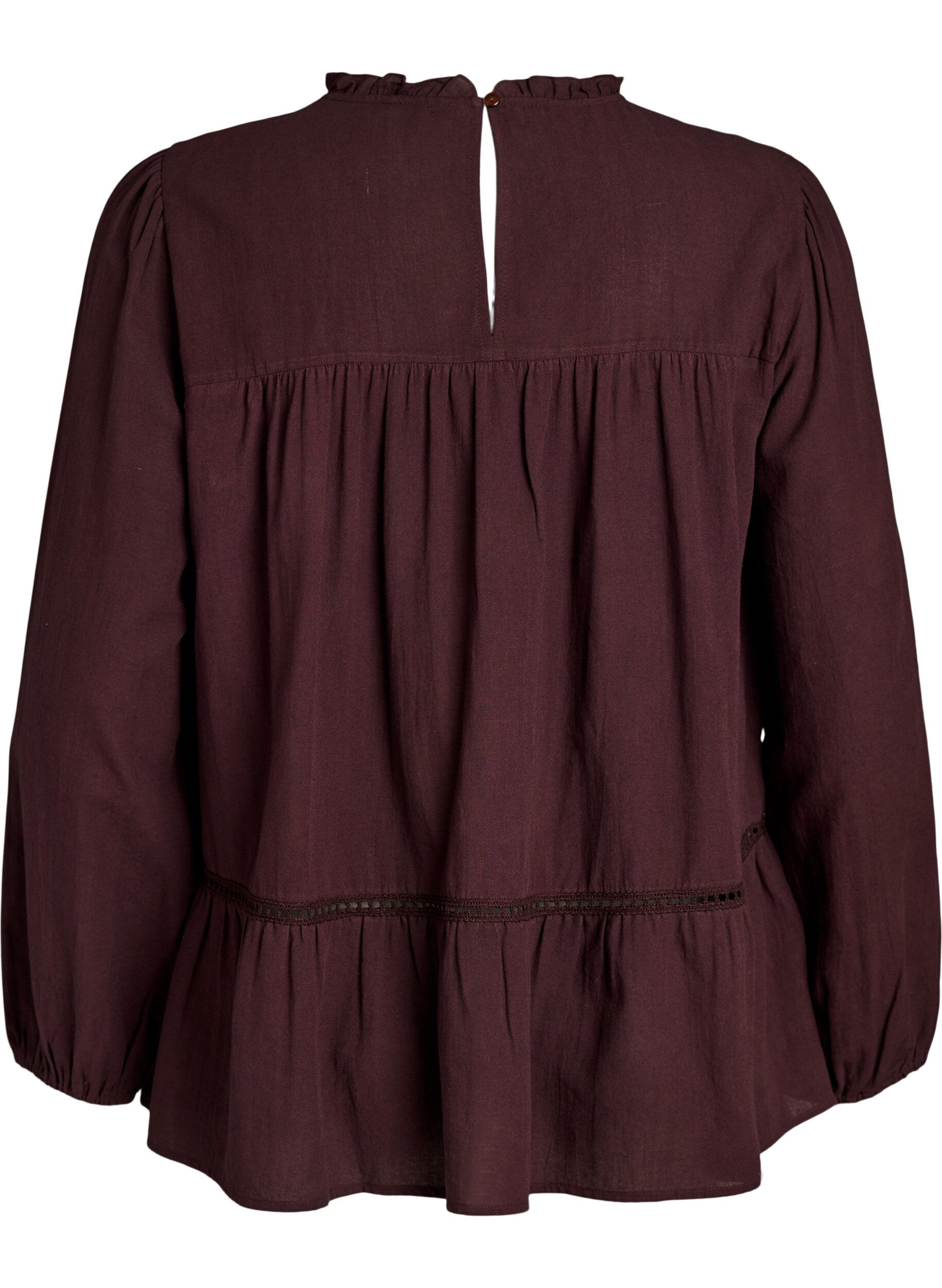 ZizziBlouse avec broderie et bordure broderie ajour&eacute;e, Bordeaux fonc&eacute;, Packshot image number 1