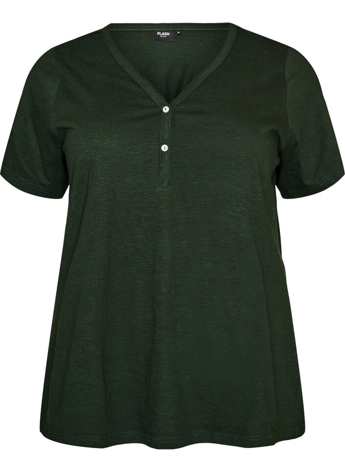 T-shirt met knoopdetail, Groen, Packshot image number 0