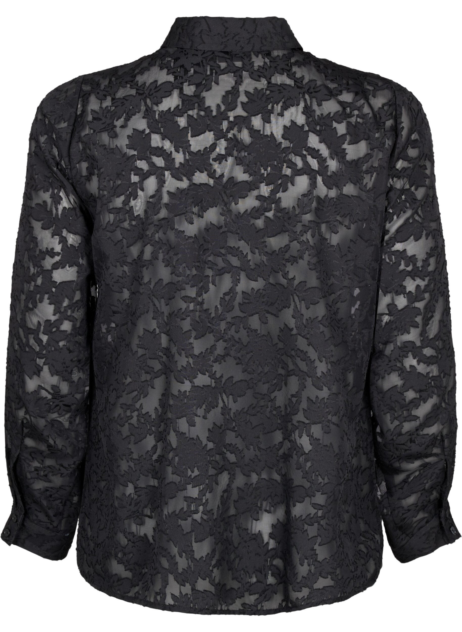 ZizziJacquard overhemd met knopen, Black, Packshot image number 1