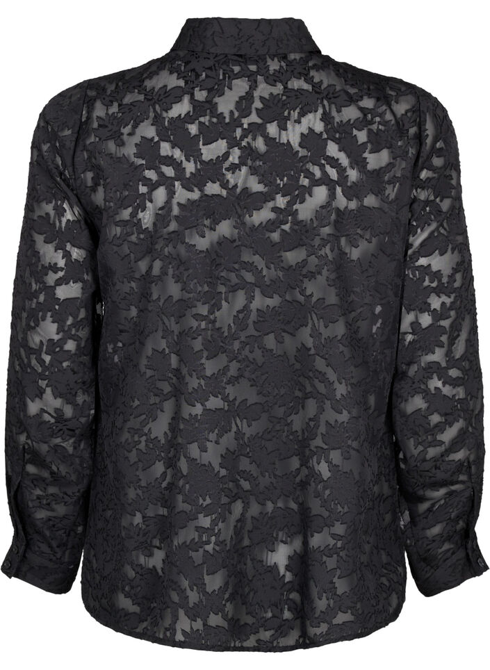 Jacquard overhemd met knopen, Black, Packshot image number 1