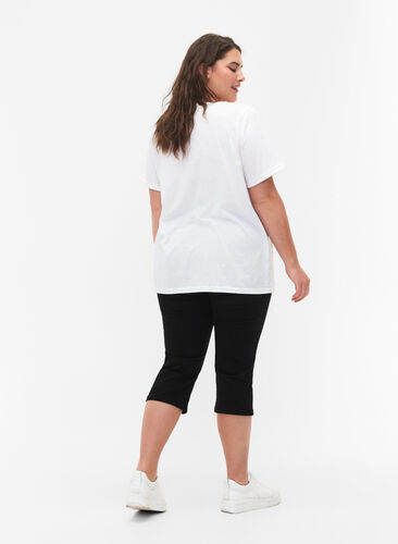 FLASH - denim capri broek met hoge taille en slanke pasvorm, Black, Model image number 1