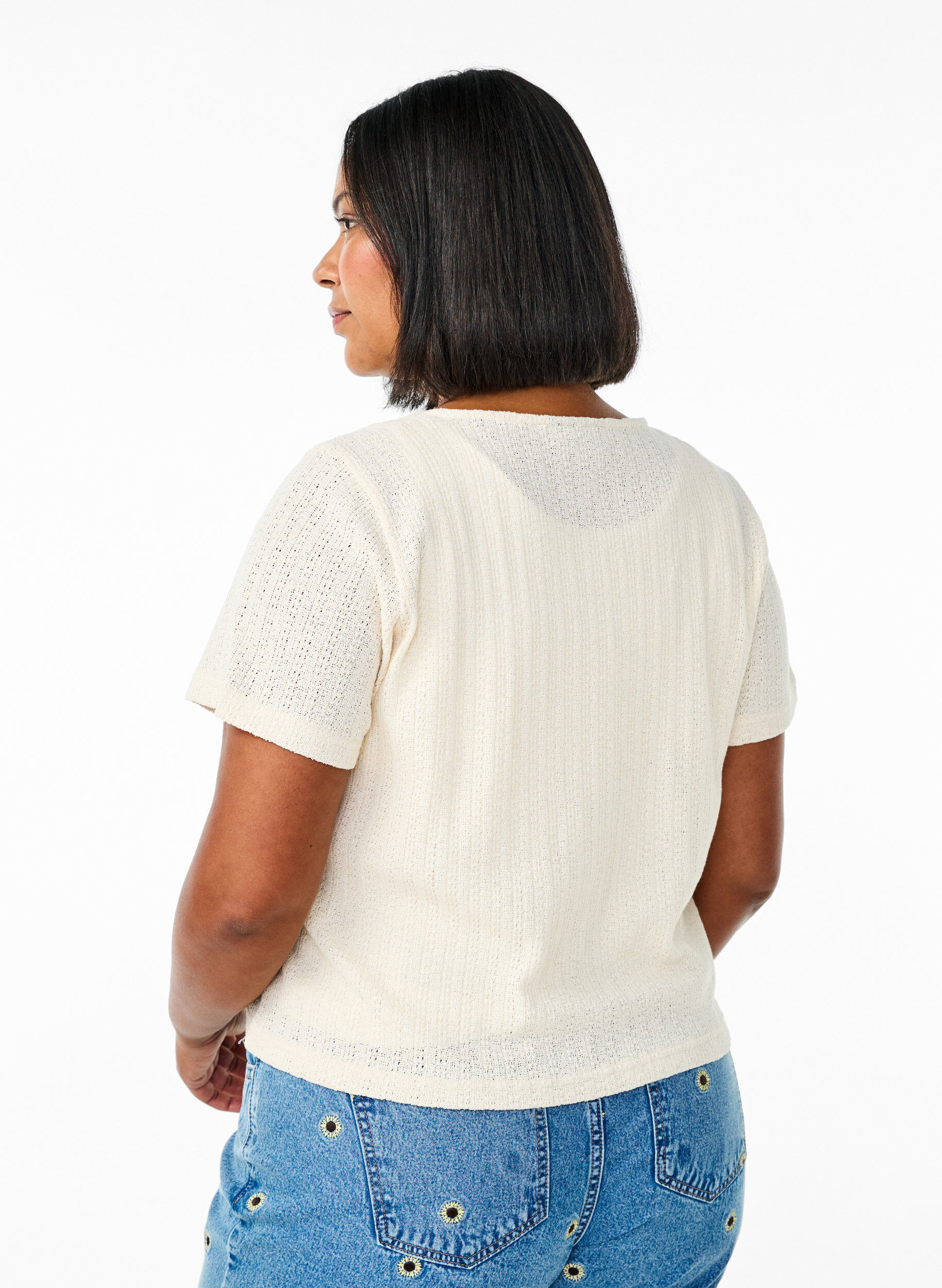 ZizziCardigan met korte mouwen, Vanille, Model image number 2