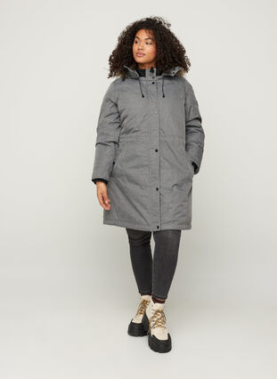 Veste d'hiver imperméable avec capuche, Medium Grey Melange, Model image number 4