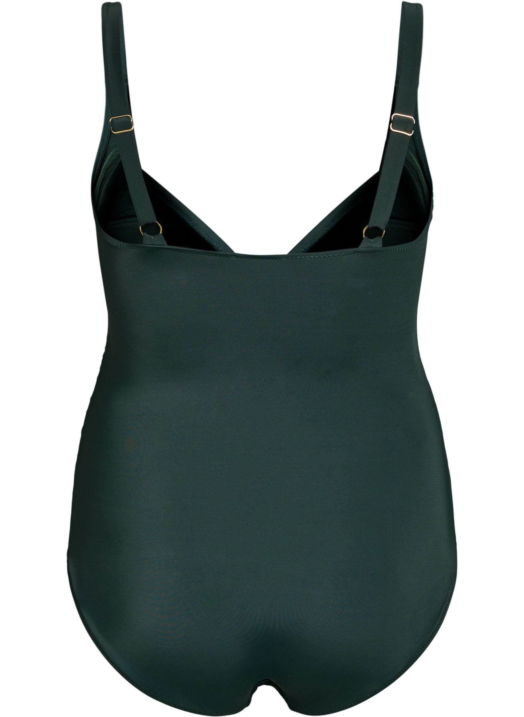 Zizzi Maillot de bain avec anneau et drap&eacute;, Vert fonc&eacute;, Packshot image number 1