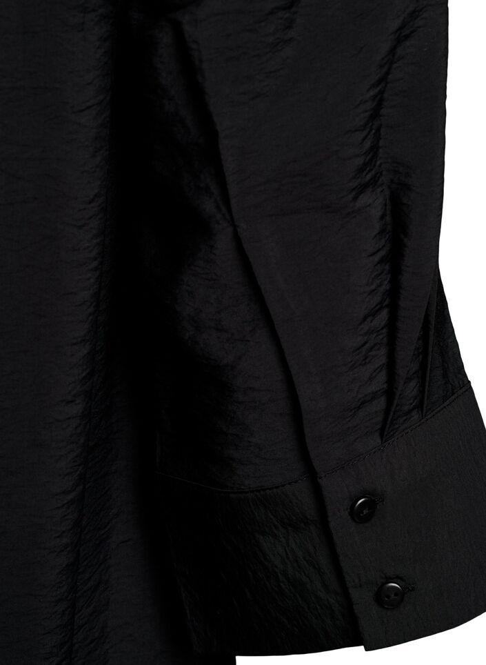 Korte jurk met kraag en borstzak, Zwart, Packshot image number 3