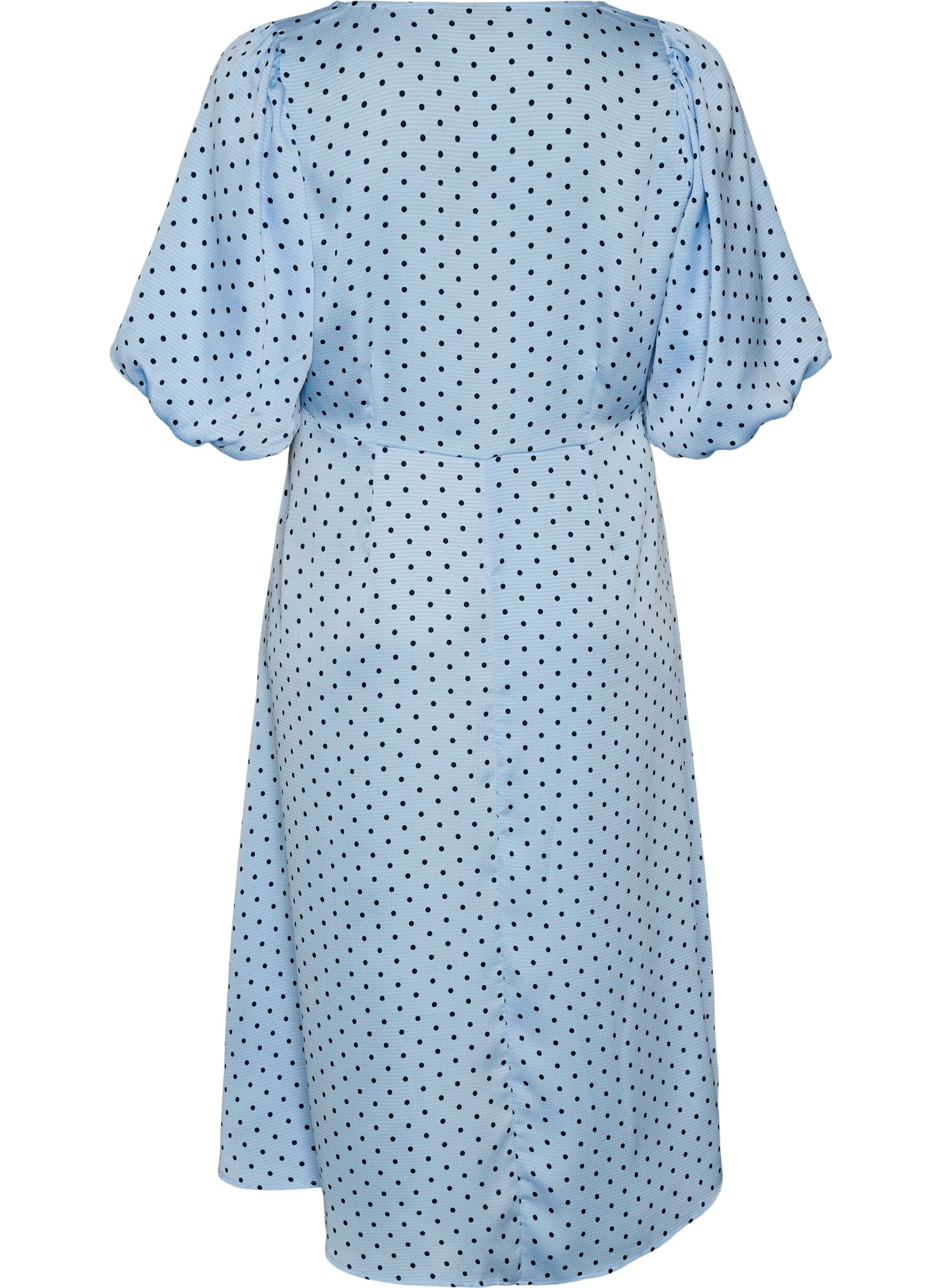 ZizziPolkadot midi-jurk met vierkante halslijn, Blauw, Packshot image number 1