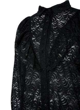 Robe chemise en dentelle avec froufrous, Black, Packshot image number 2