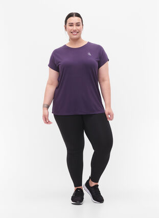 Trainings T-shirt met korte mouwen, Purple Plumeria, Model image number 2