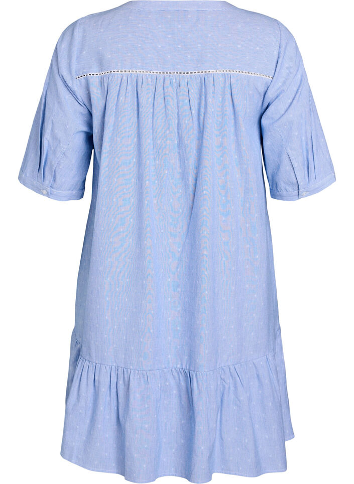 Robe courte à rubans en dentelle et forme trapèze, Bleu, Packshot image number 1