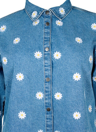 Chemise en jean ample avec marguerites brodées, L.B. Flower, Packshot image number 2