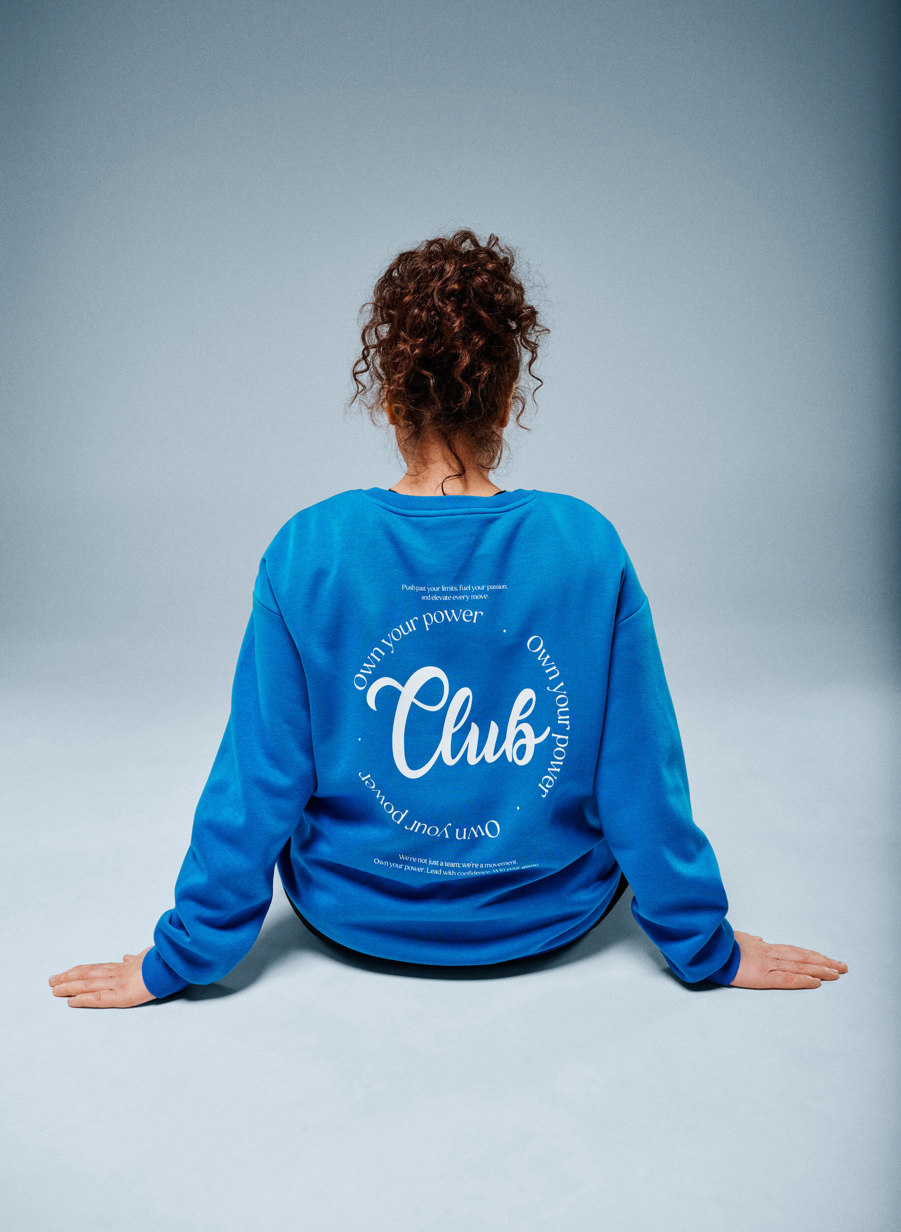 Zizzi Sweatshirt avec imprim&eacute; texte, Bleu, Image image number 0