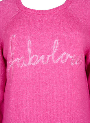 Chemisier en tricot avec texte brodé., Raspberry Rose, Packshot image number 2