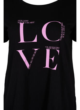 T-shirt en coton avec imprimé, Black Cyclamen LOVE, Packshot image number 2