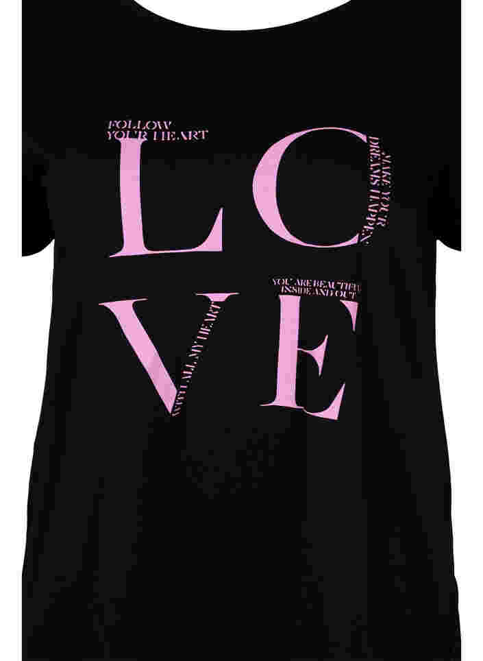 Katoenen t-shirt met print, Black Cyclamen LOVE, Packshot image number 2