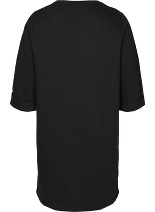Sweat jurk met 3/4 mouwen en zakken, Black, Packshot image number 1