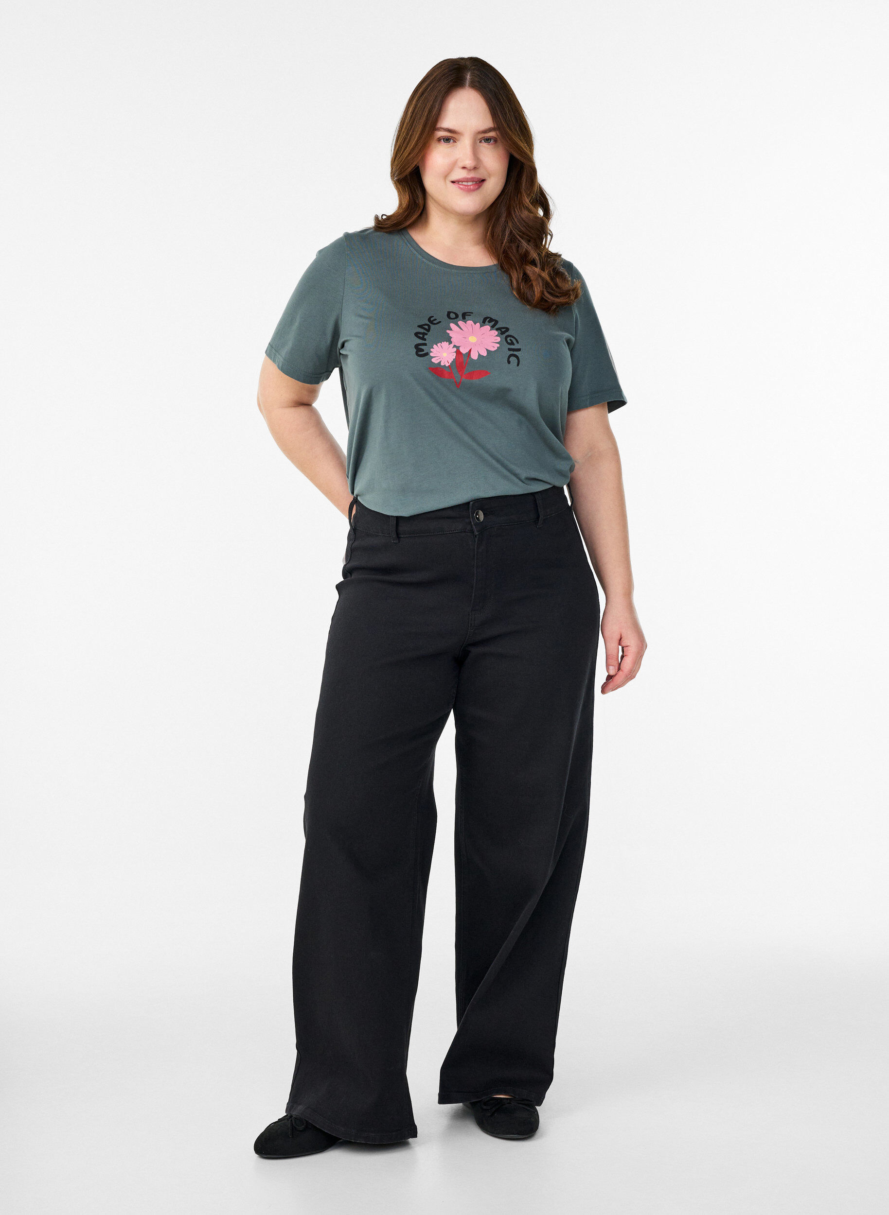 ZizziT-shirt met print, Groen, Model image number 1