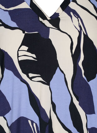Bedrukte viscose blouse met 3/4 mouwen, Blue Abstract AOP, Packshot image number 2