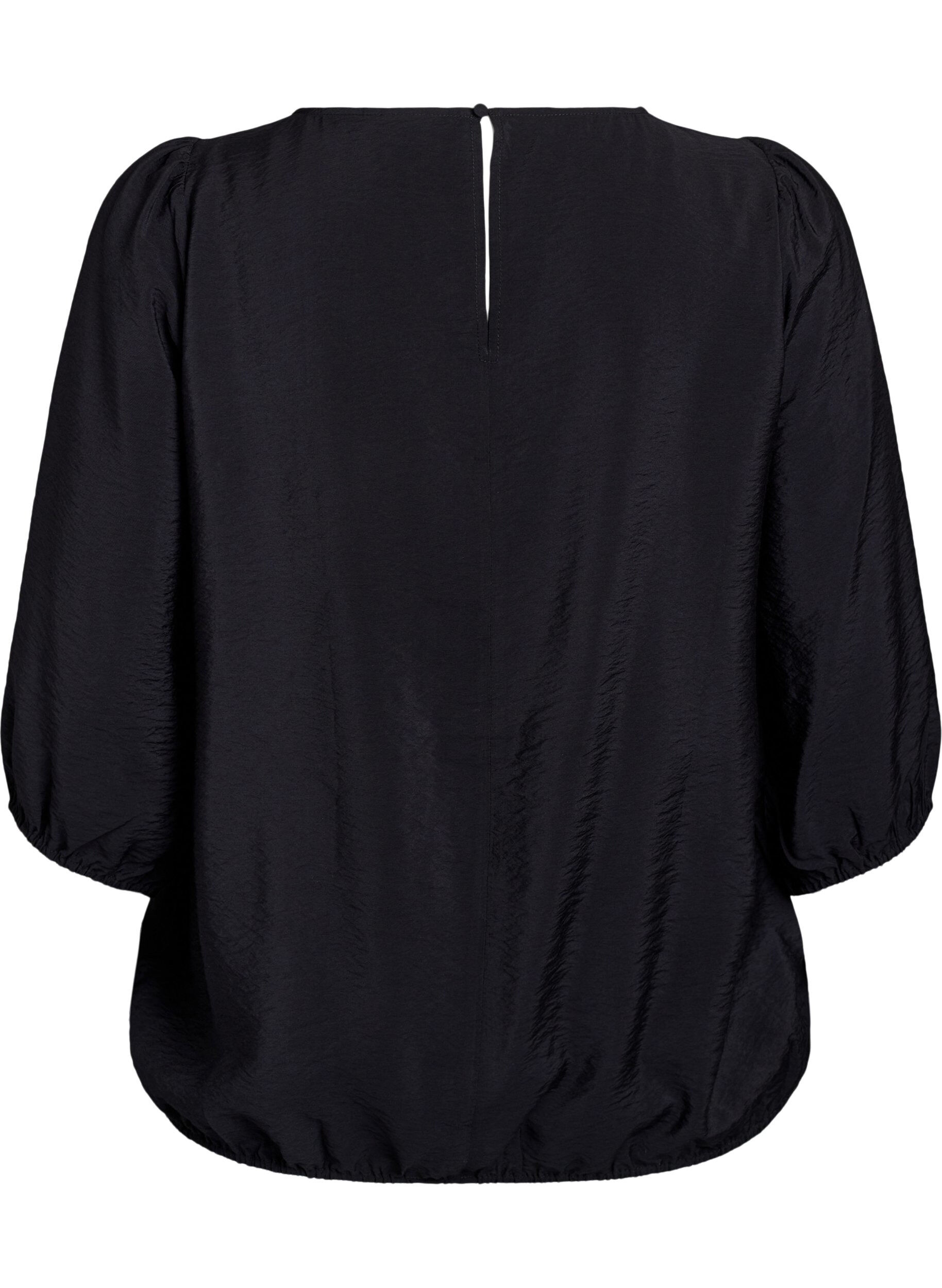 ZizziBlouse met 3/4 mouwen en kantdetails, Zwart, Packshot image number 1