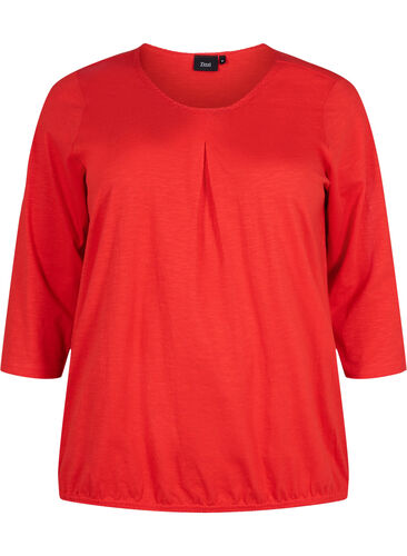 Katoenen blouse met 3/4 mouwen, Fiery Red, Packshot image number 0
